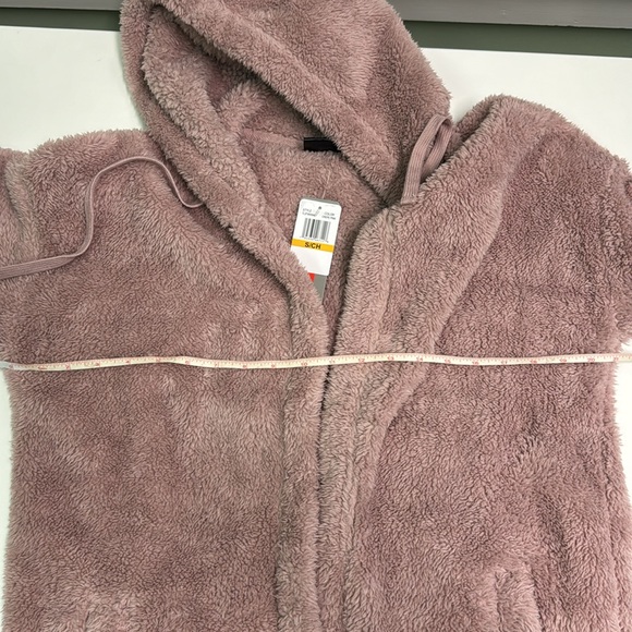 32 Degrees Women's Hooded Sherpa Crepe Pink Drawstring Cardigan Size Small NWT - Picture 3 of 5